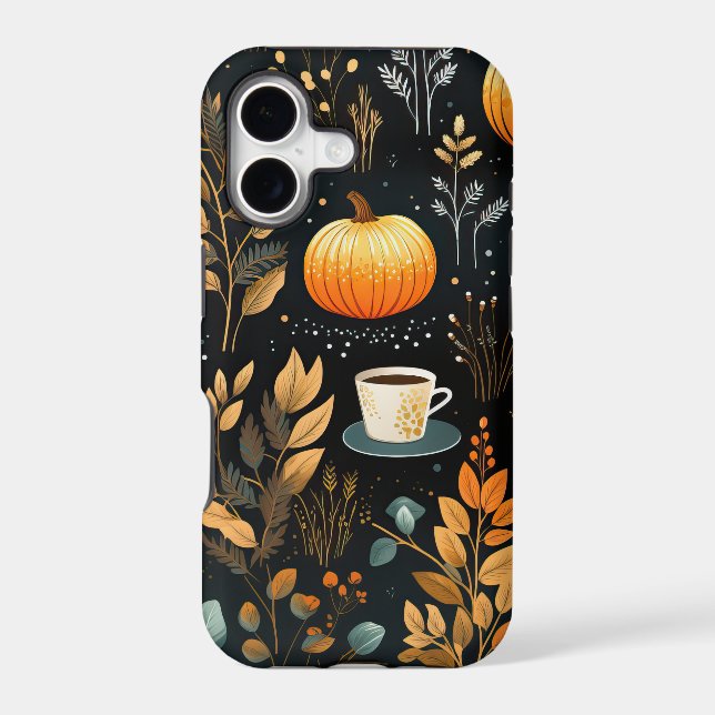 Autumn Falling Leaves Pumpkin Iphone Case (Back)