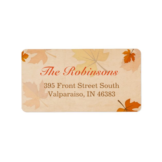 Autumn Falling Leaves Red And Gold Stylish Label