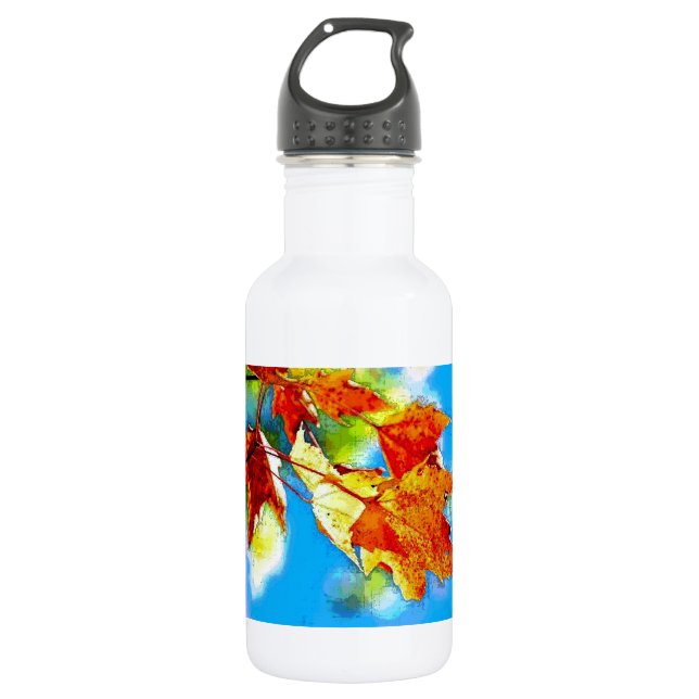 Autumn Falling Leaves Water Bottle (Front)