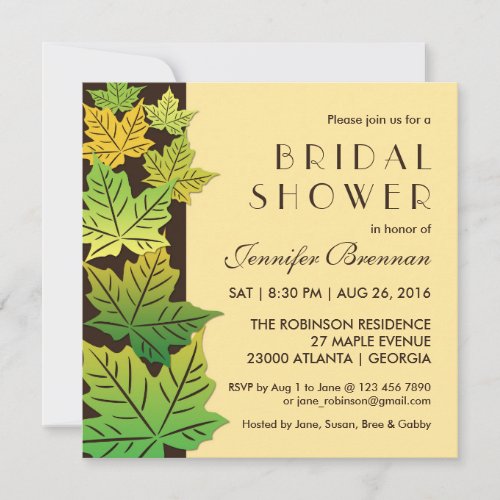 Autumn Falling Maple Leaf Wedding Invitation Cream