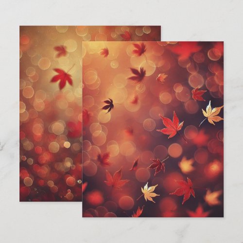 Autumn Falling Maple Leaves Bokeh Scrapbook Paper