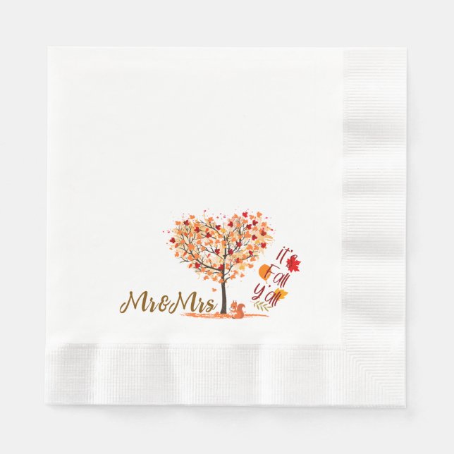 Autumn falls widding napkins  (Front)