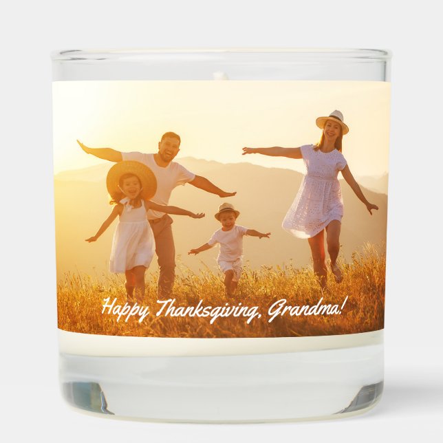 Autumn Family Panorama Photo Happy Thanksgiving Scented Candle (Right)