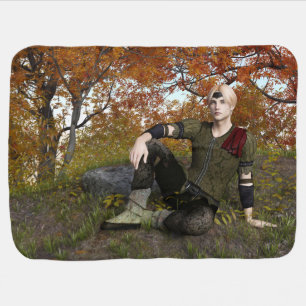 Autumn Fantasy Prince Forest Portrait Baby Blanket