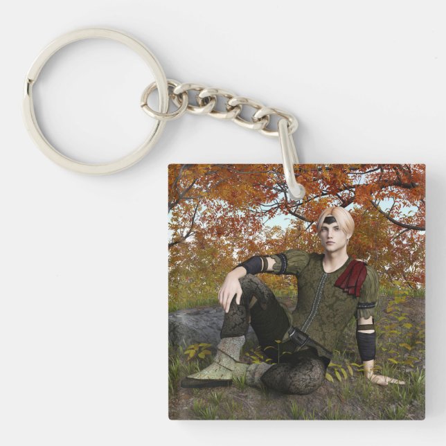 Autumn Fantasy Prince Forest Portrait Keychain (Front)