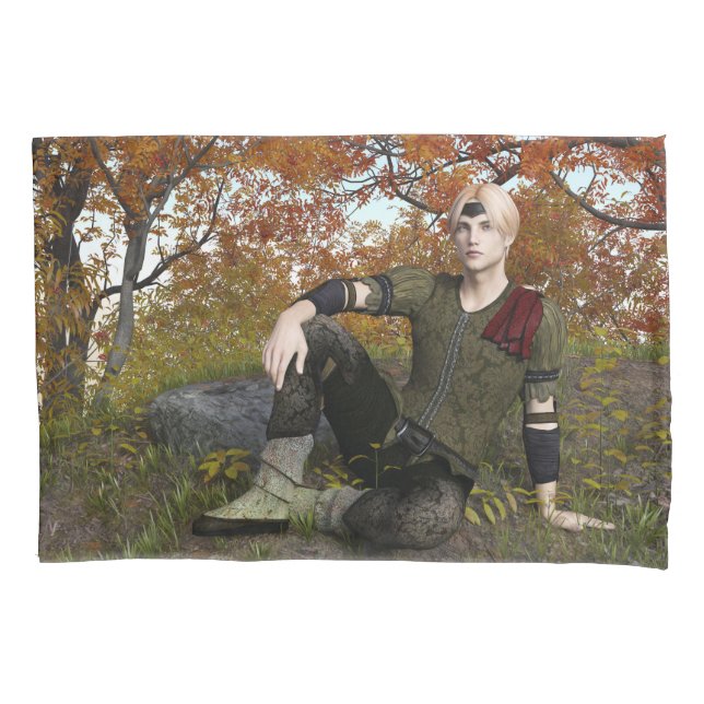 Autumn Fantasy Prince Forest Portrait Pillow Case (Front)
