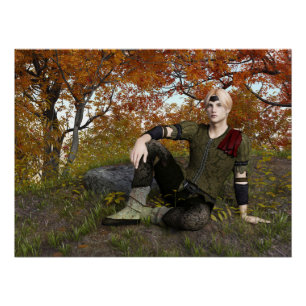 Autumn Fantasy Prince Forest Portrait Poster