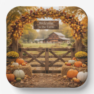 Autumn Farm Gate Paper Plates