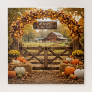 Autumn Farm Gate with Arch Jigsaw Puzzle