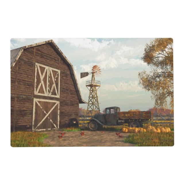 Autumn Farm Scene Print Placemat (Front)