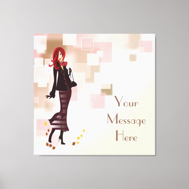 Autumn Fashion Model Wrapped Canvas Print (Front)