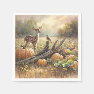 Autumn Fawn In a Pumpkin Patch Napkins