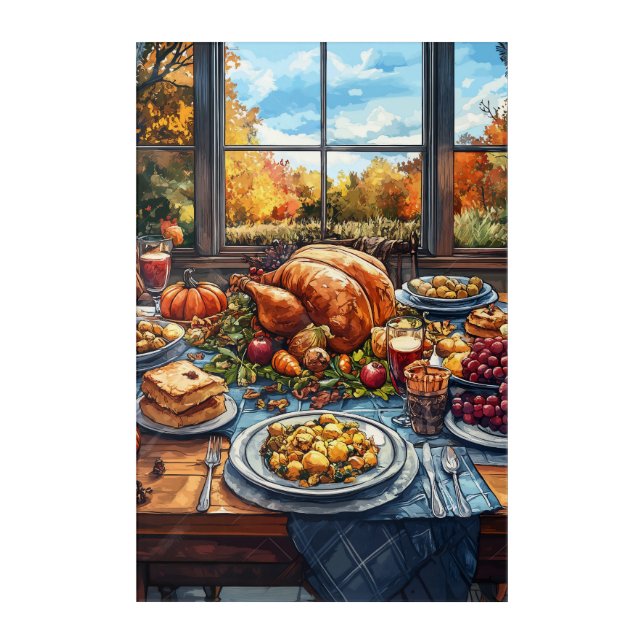 Autumn Feast: A Thanksgiving Celebration Acrylic Print (Front)