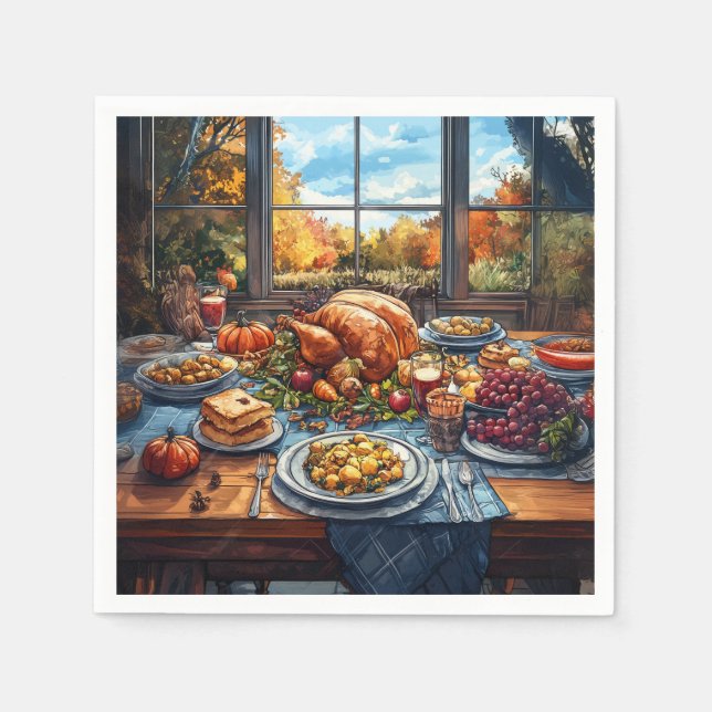 Autumn Feast: A Thanksgiving Celebration Napkins (Front)