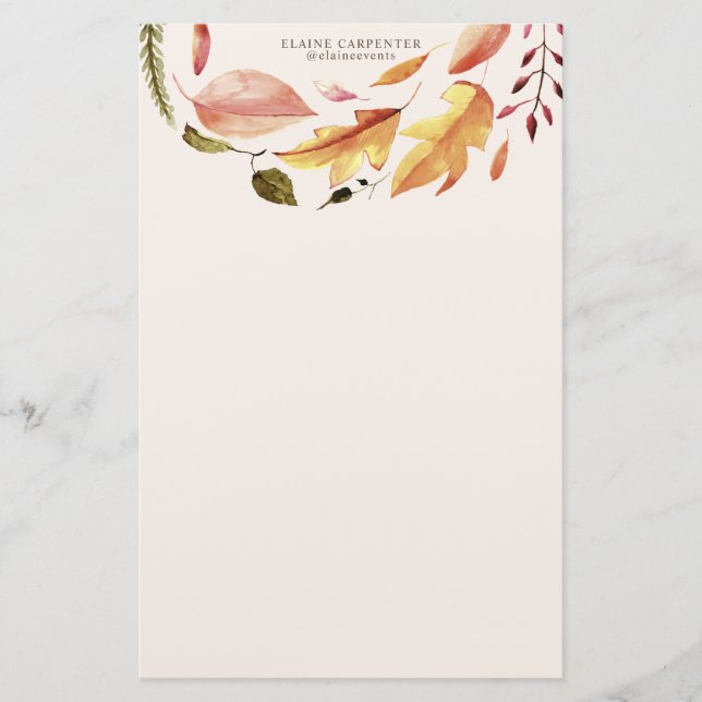 autumn feel elegant floral monogram stationery (Front)