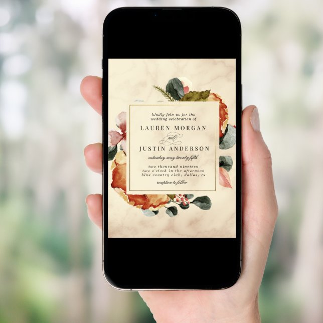 Autumn Feel Elegant Floral Wedding Invitation (Front Digital)