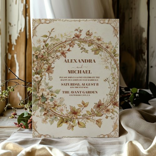 Autumn Feel Elegant Floral Wedding Invitation