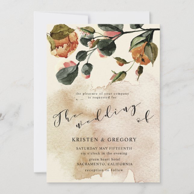 autumn feel elegant floral Wedding Invitation (Front)