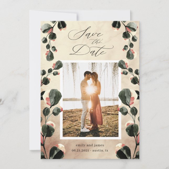 Autumn feel october tones Photo save the date Card (Front)