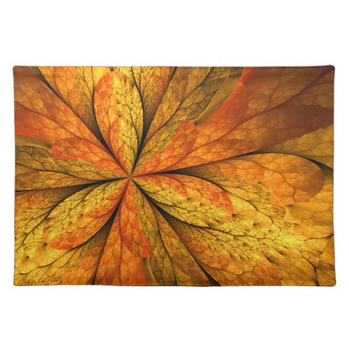 Autumn Feeling Modern Abstract Fractal Flower Cloth Placemat