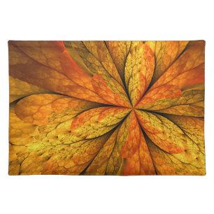 Autumn Feeling, Modern Abstract Fractal Flower Cloth Placemat