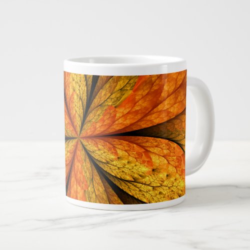 Autumn Feeling Modern Abstract Fractal Flower Giant Coffee Mug