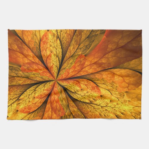 Autumn Feeling Modern Abstract Fractal Flower Kitchen Towel