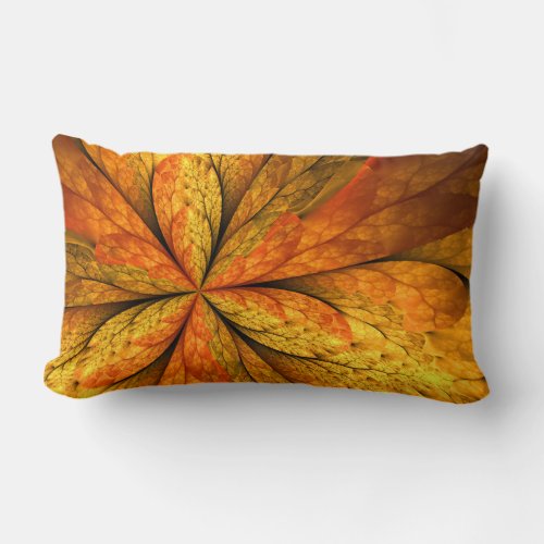 Autumn Feeling Modern Abstract Fractal Flower Lumbar Pillow