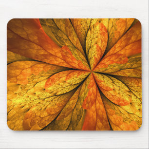 Autumn Feeling, Modern Abstract Fractal Flower Mouse Pad