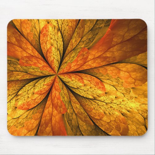 Autumn Feeling Modern Abstract Fractal Flower Mouse Pad