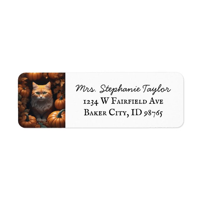 Autumn Festival Cat Return Address Label (Front)
