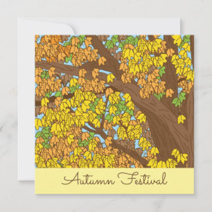 Autumn Festival Fall Colored Leaves Oak Tree Invitation