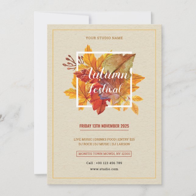Autumn Festival Flyer Template | Fall Event Invite (Front)