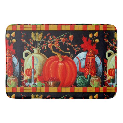 Autumn Festive Antique Painting Pumpkin Decoration Bath Mat