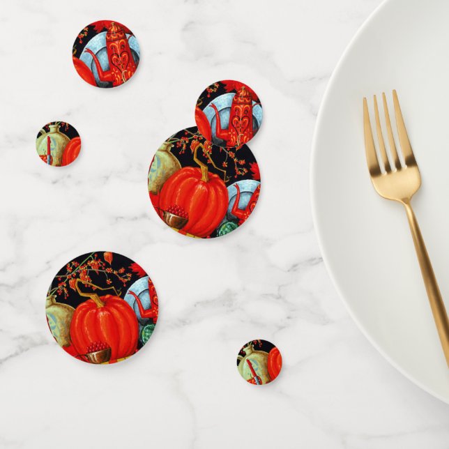 Autumn Festive Antique Painting Pumpkin Decoration Confetti (Group)