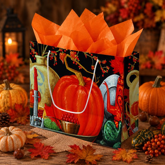 Autumn Festive Antique Painting Pumpkin Decoration Large Gift Bag (Autumn Festive Antique Painting Pumpkin Decoration Large Gift Bag)
