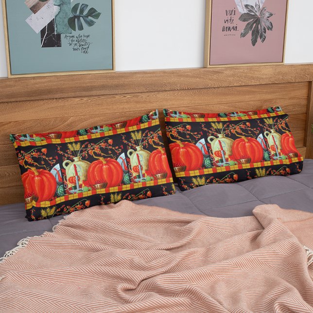 Autumn Festive Antique Painting Pumpkin Decoration Pillow Case (Autumn Festive Antique Painting Pumpkin Decoration Duvet Cover)