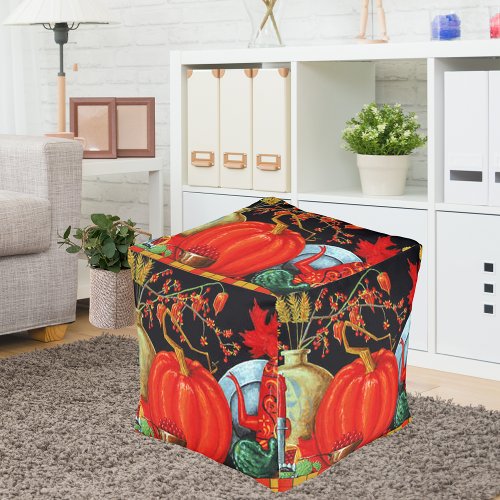 Autumn Festive Antique Painting Pumpkin Decoration Pouf