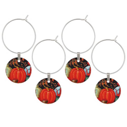 Autumn Festive Antique Painting Pumpkin Decoration Wine Charm