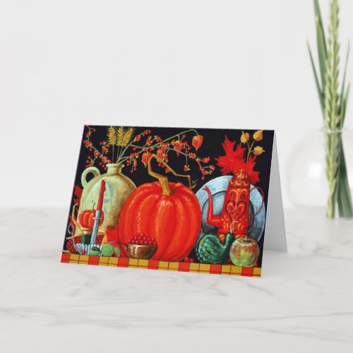 Autumn Festive Table Thanksgiving Friends  Family Holiday Card