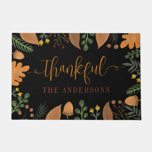 Autumn Festive Thankful Personalized Thanksgiving Doormat