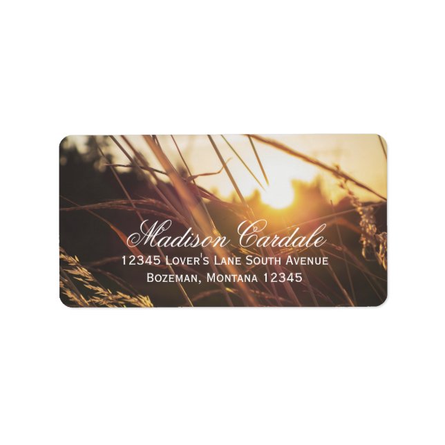 Autumn Field Sunset Fall Wedding Address Labels (Front)