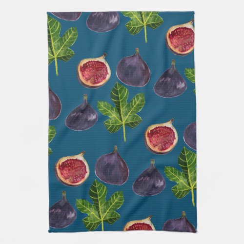 Autumn Figs Watercolor Painting Kitchen Towel