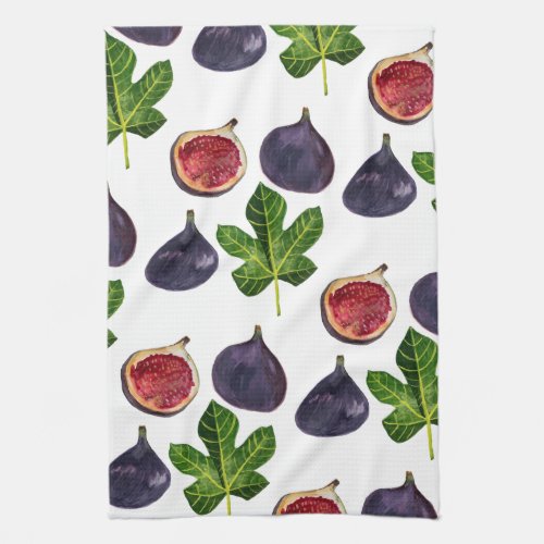 Autumn Figs Watercolor Painting Kitchen Towel