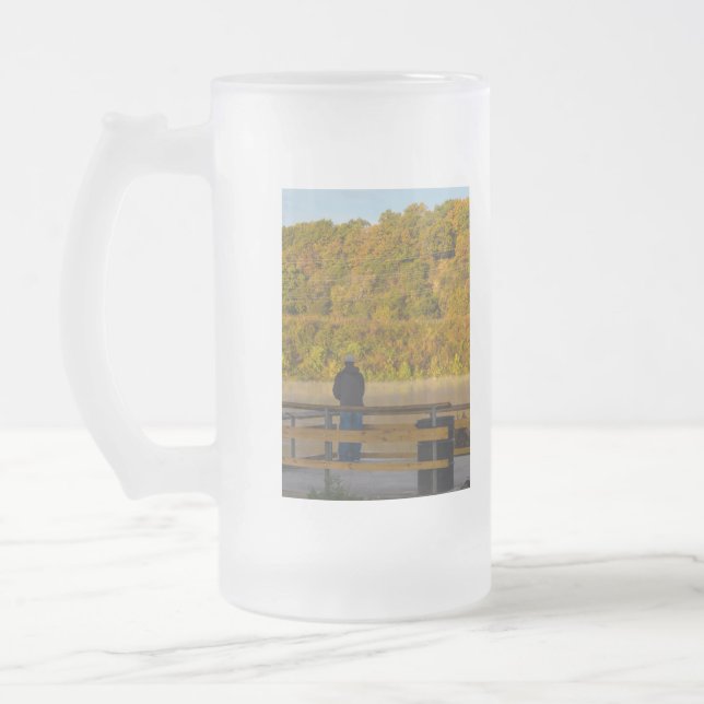 Autumn Fishing Lake Springfield Frosted Glass Beer Mug (Left)