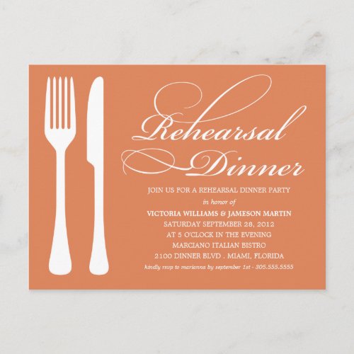 AUTUMN FLATWARE  REHEARSAL DINNER INVITE