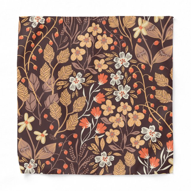 Autumn Flora: Vintage Seamless Pattern Bandana (Front)