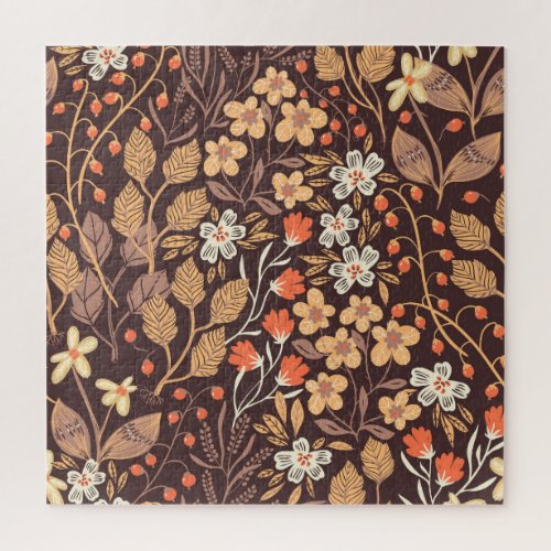 Autumn Flora Vintage Seamless Pattern Jigsaw Puzzle