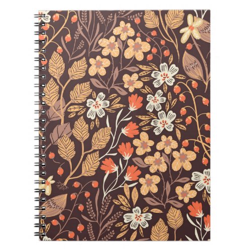 Autumn Flora Vintage Seamless Pattern Notebook
