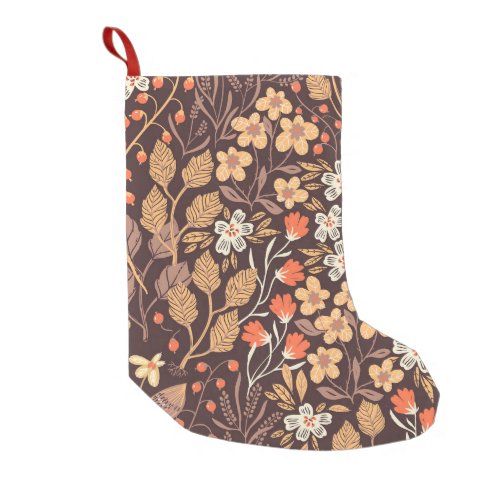 Autumn Flora Vintage Seamless Pattern Small Christmas Stocking